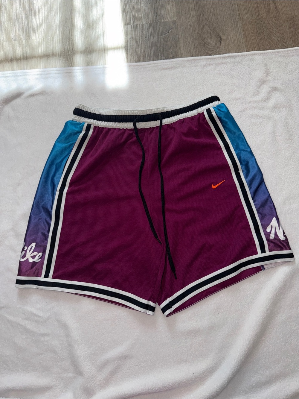 Nike Men’s Purple Athletic Shorts with Blue Gradient Side Panels